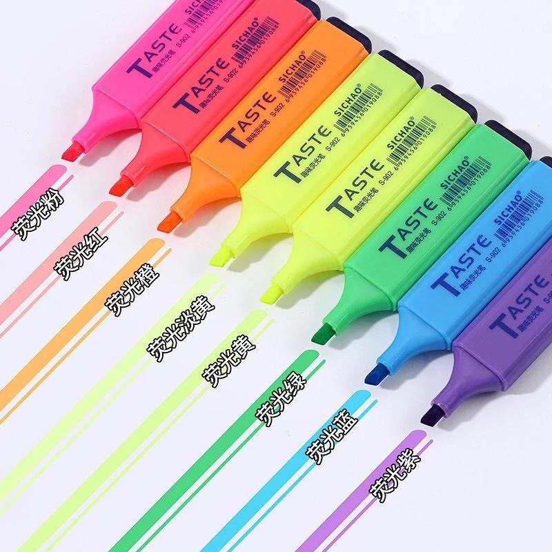 4/8 Pcs/set HighlighterChisel Tip Marker Pen4/6/8 Assorted Pastel Colors for Extra Long Marking Performance Charming Stationery