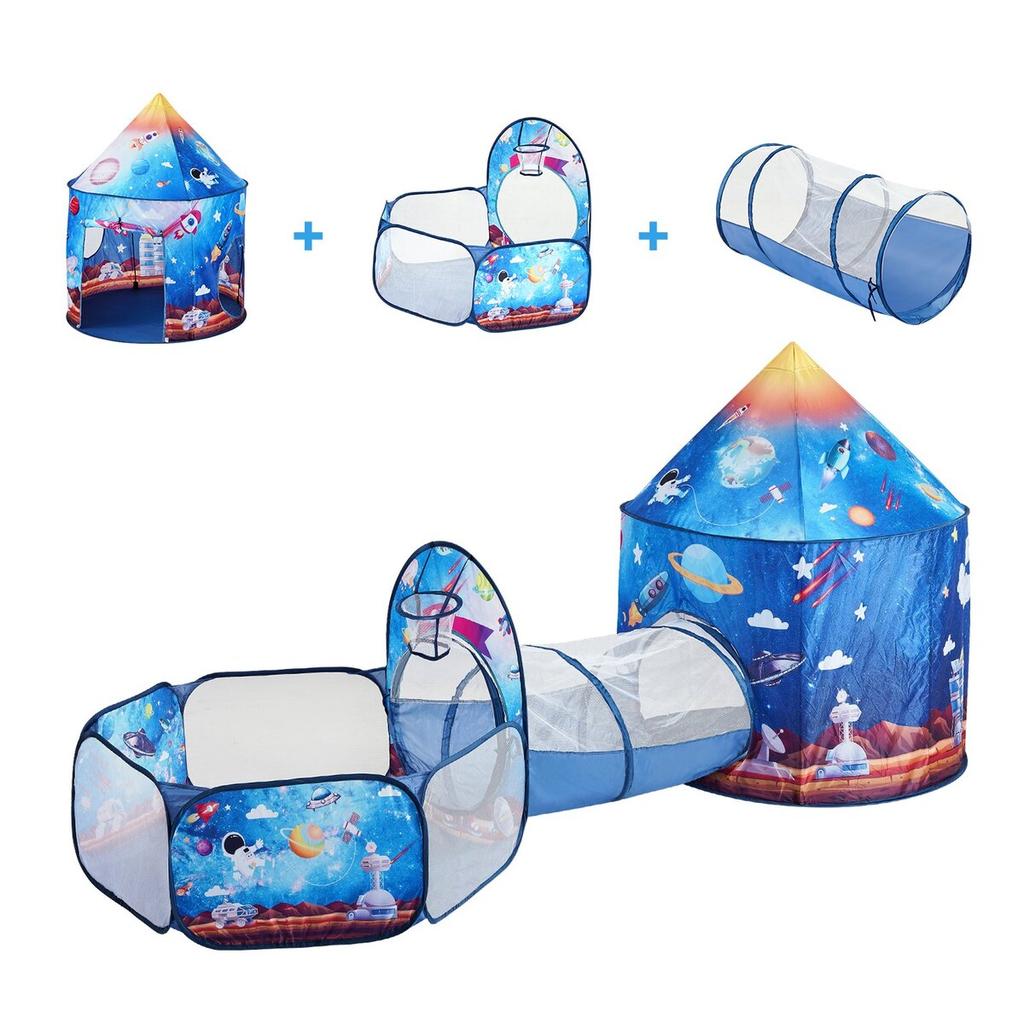 3 in 1 Kids Play Tent with Tunnel for Boys, Girls, Babies and Toddlers, Indoor/Outdoor Pop Up Playhouse with Carrying Bag & Banding Straps Birthday