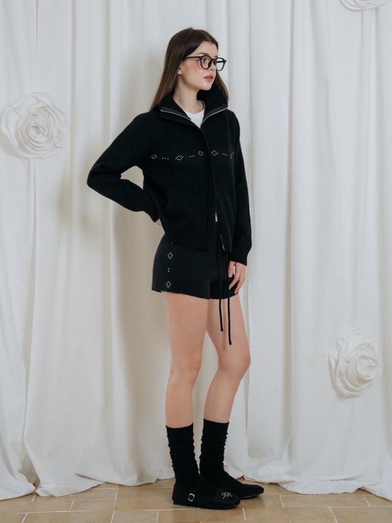 HHIPS Studded Knit Shorts (Black)