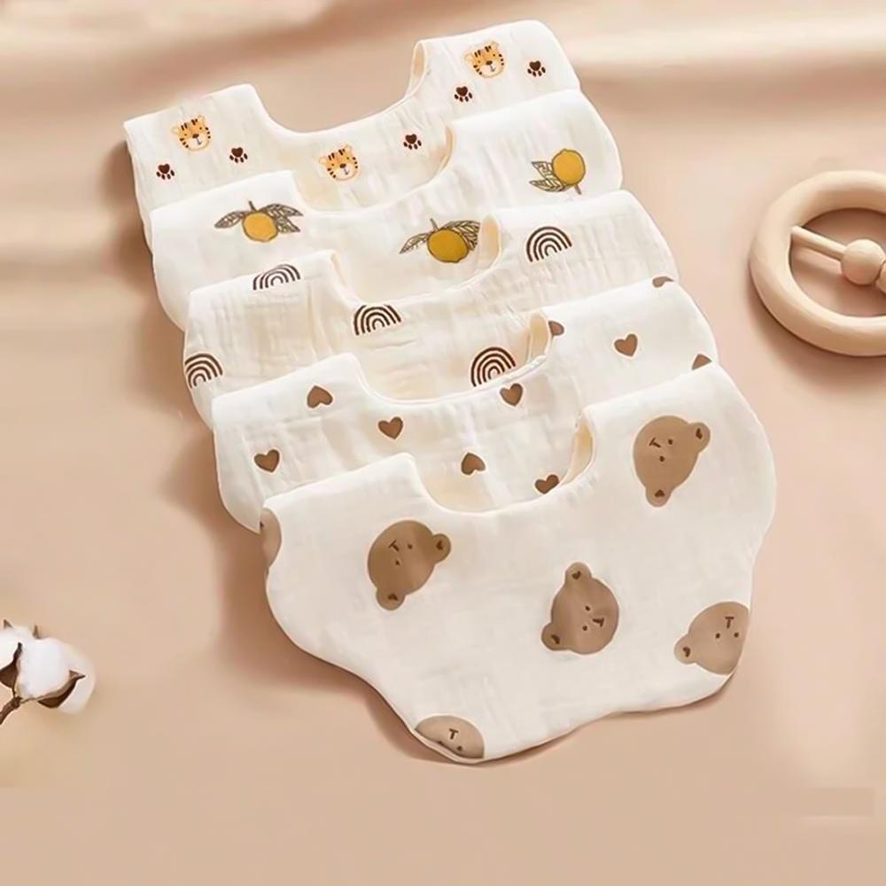 3PCS Cotton Gauze Baby Feeding Bibs Summer Soft Petal Baby Printed Drooling Towel Newborn Toddler Baby Burp Cloth Children'sBib