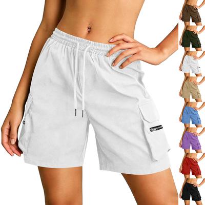 Damen Cargoshorts mit Kordelzug in der Taille und mehreren Taschen, lockere Passform, leichte Sommer-Freizeithosen für den täglichen Gebrauch