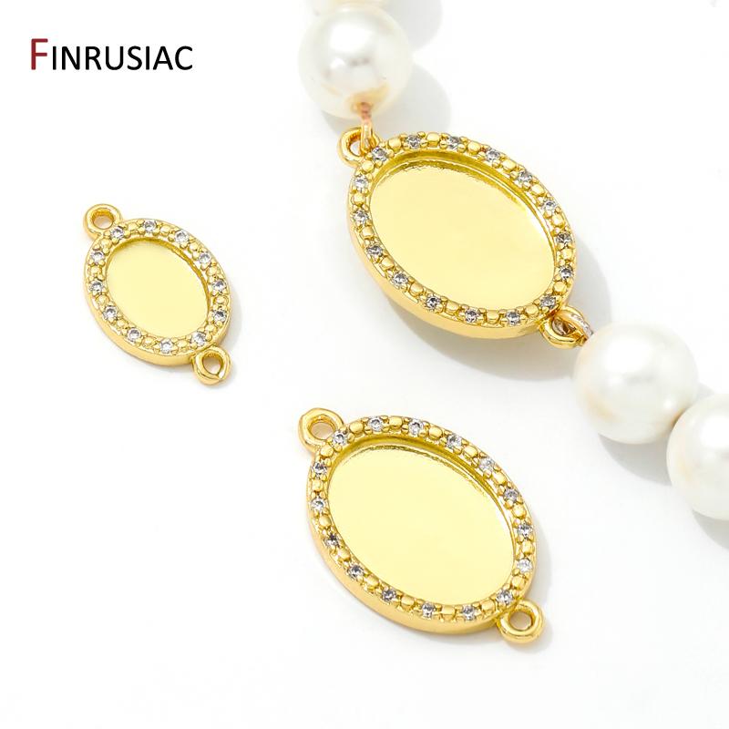 Base per Ciondolo in Ottone Placcato Oro 18K con Base Vuota per Cabochon, Adatta a Connettore con Lunetta per Creazione di Gioielli Fatti a Mano Fai-da-te