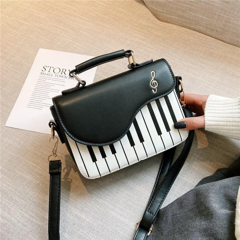 Crossbody Piano Pattern Shoulder Bag Large Capacity PU Leather Bag Trendy Mini Square Bag  Shopping