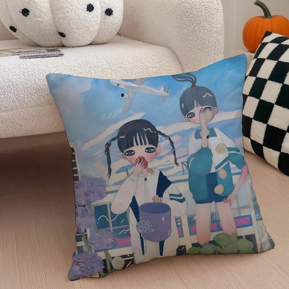 Aya Takano art avantgarde Cushion Cover Throw Pillow Cover Hidden Button Durable Polyester Chair Cushion