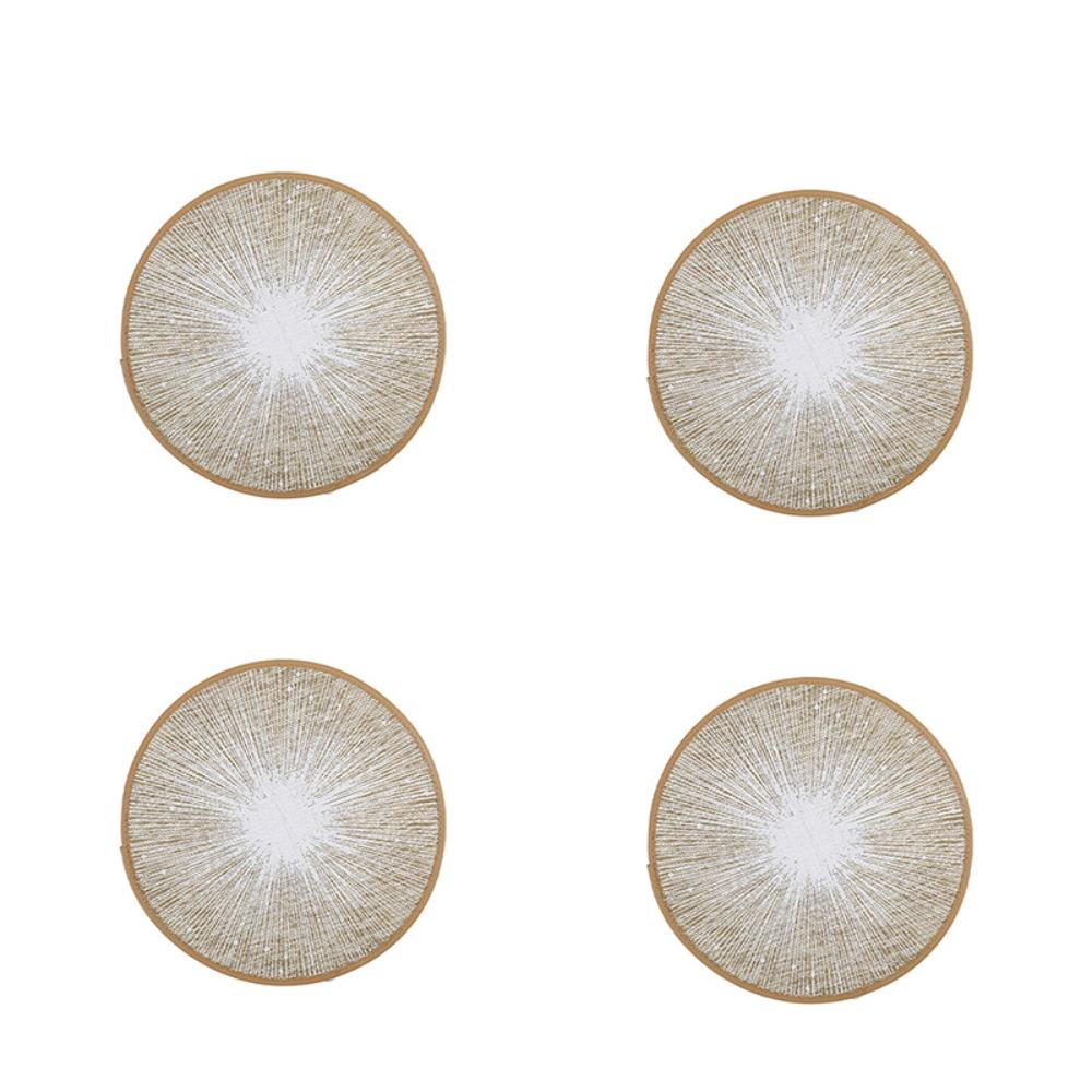 

4PCS Bohemia Jute Tableware Mat Ray Pattern Dinnerware Mat Round Burlap Macrame Placemats Wedding Style D