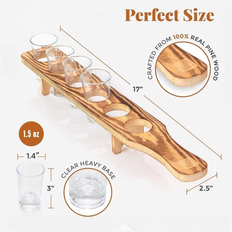 6 Holes Glass Holder Cup Rack Barware Accessories Organizer Serving Tray Kitchen Storage Wood for Club Party Bar Glass Holder