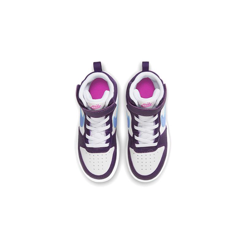 Nike Court Borough 2 Mid top Skateboard Shoes White Grape Children Aged 3 7 Years Old Sneakers CD7783-106