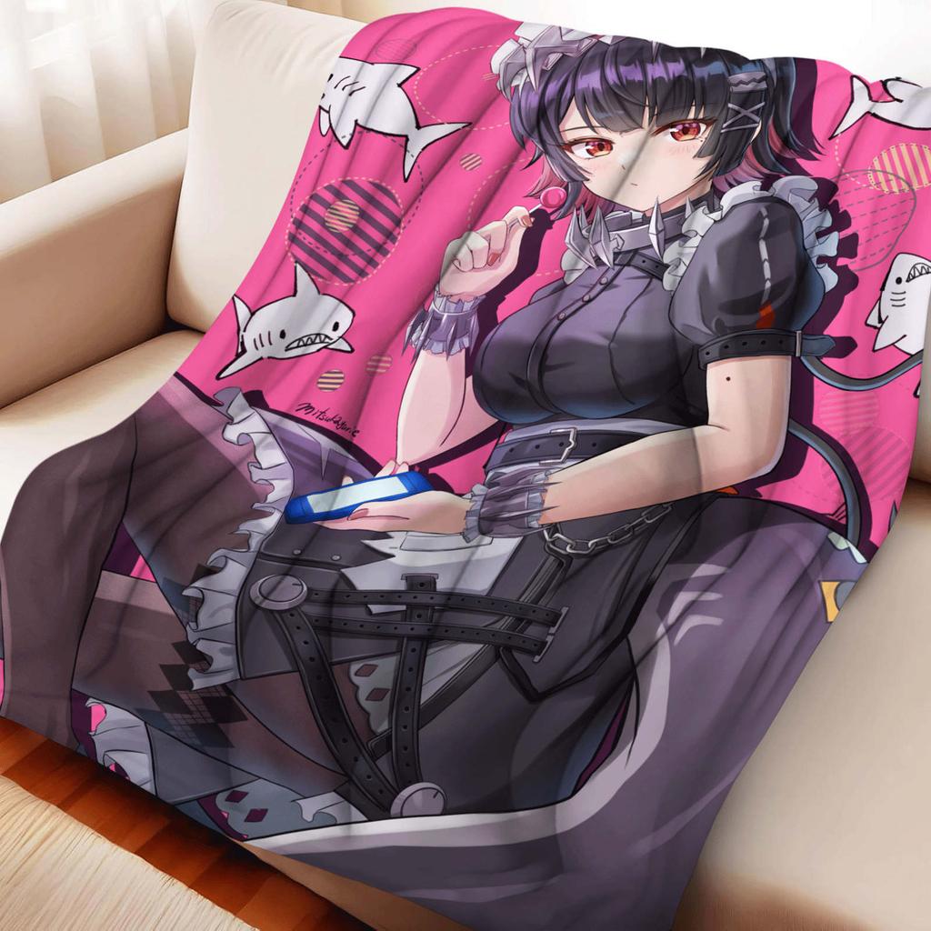 Cartoon Ellen Joe Flannel Blanket Cover Genshin Ganyu Keqing Soft Anime Blanket Multifunctional Decor Home Universal Blankets