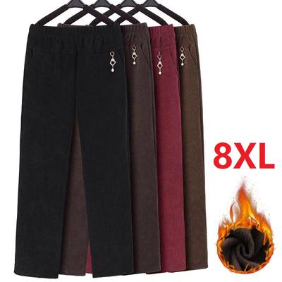 Pantaloni dritti in velluto a coste da donna autunno inverno oversize 8XL pantaloni da mamma in pile spesso caldo pantaloni casual da donna