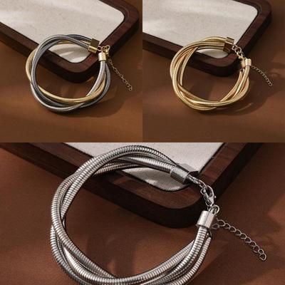 Three Wire Winding Spring Bracelet, Light Luxury And High-end Metal Bracelet
