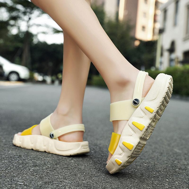 Women Yellow Summer Sandals Rubber Jelly Shoes Non Slip Comfort Men Slipper And Sandal Hot Sale Beach Shoes Indoor Slides