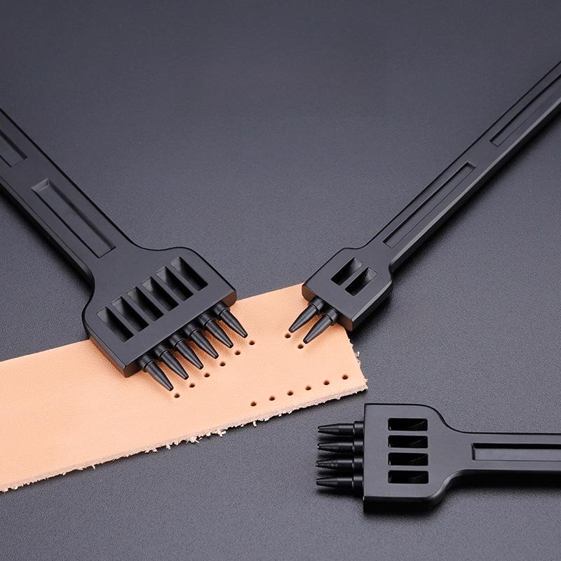 Black Round Hole Punch Set for DIY Leather Craft - 2, 4, 6 Holes