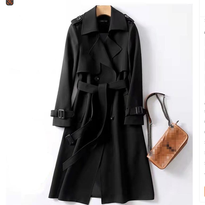 

Windbreaker Women s Mid-length Spring and Autumn Small Popular British Style Over-the-knee Coat Jacket XXXXL