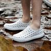 Matching Couple Perforated Sandals Waterproof & Breathable Slip-On Slides for Men and Women, Lightweight Flat Sole Outdoor Beach Shoes for Summer