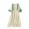Spring Clothing Ethnic Style Retro Embroidered Flared Sleeve Dress