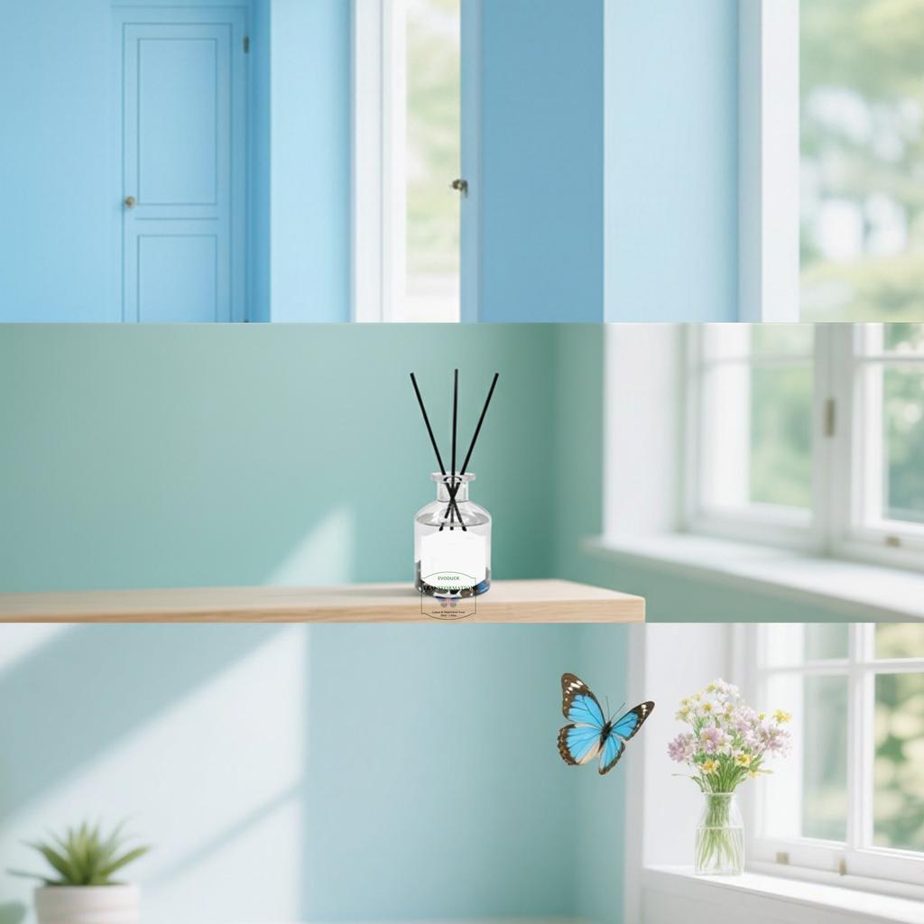 Non-Flaming Fragrance Diffuser, Flameless Lemon Peppermint Oil With Reed Diffuser Stick Home Room Air Freshener Decor 50ml