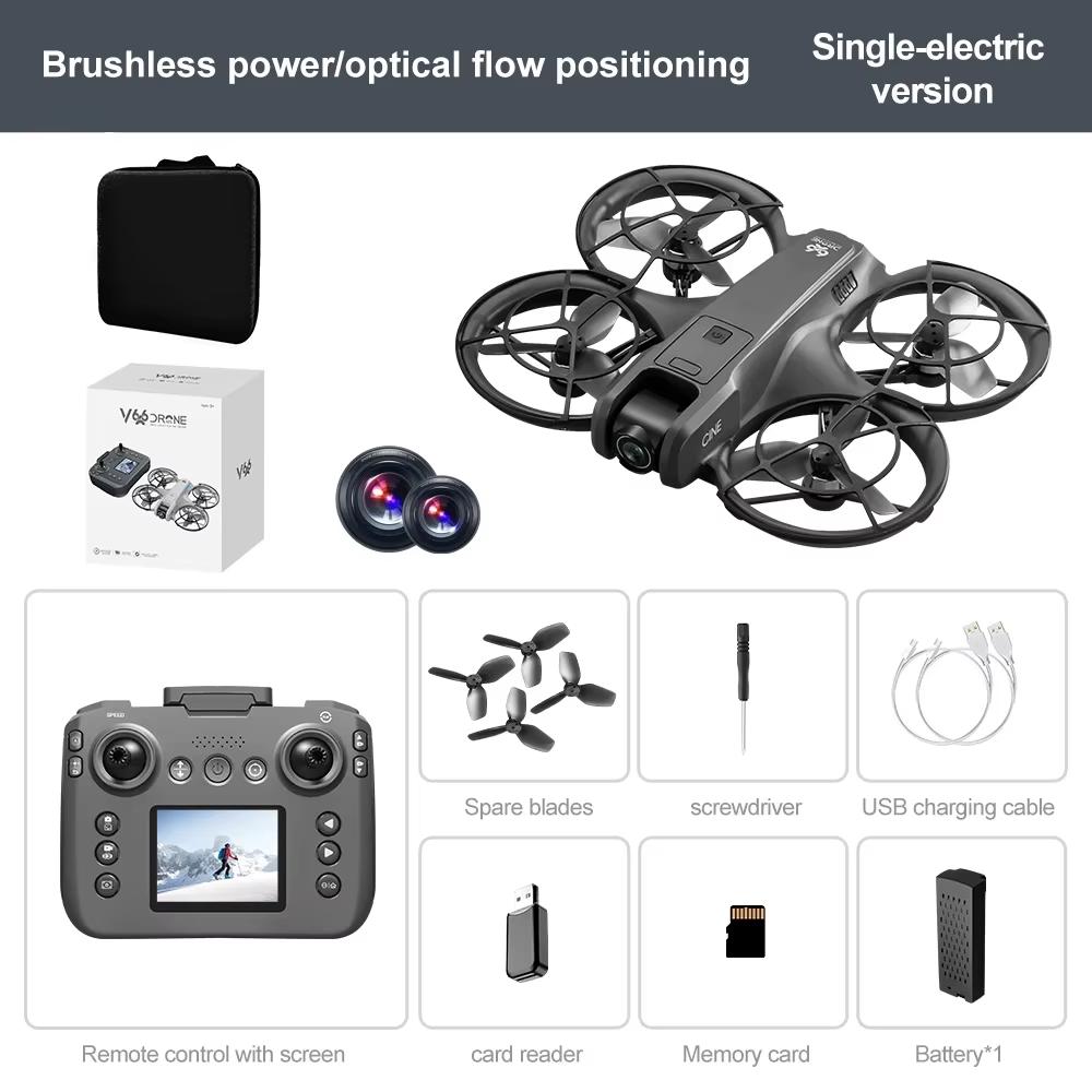 V666 Dron 4K Profesionální 180° ESC HD Kamera Letecký FPV Bezkartáčový Vyhýbání se překážkám s Obrazovkou Dálkové ovládání Skládací RC Dron Hračka Dárek