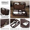 Genuine Leather Phone Cable Storage Bag Zipper Portable
