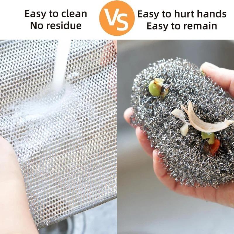 1/20PCS Thickened Steel Wire Cleaning Cloth Double-layer Magic Dishcloth Kitchen Pot Dish Washing Towel Multipurpose Clean Rags