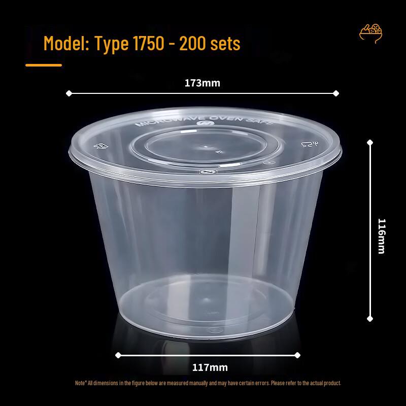 Disposable Round 1750ml Food Containers with Lids