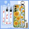 Oil Painting Waterproof Phone Case For Samsung Galaxy A17 Lanyard Phone Holder Anti-dust Flower Wristband Ring Silicone
