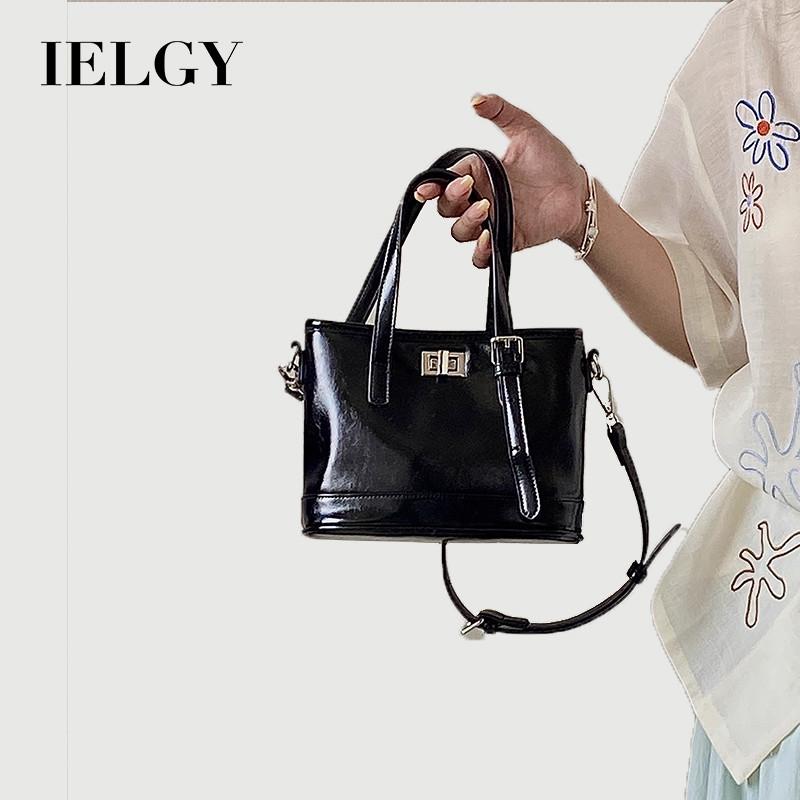 IELGY Ladies Messenger Bag Fashion Black Bucket Bag