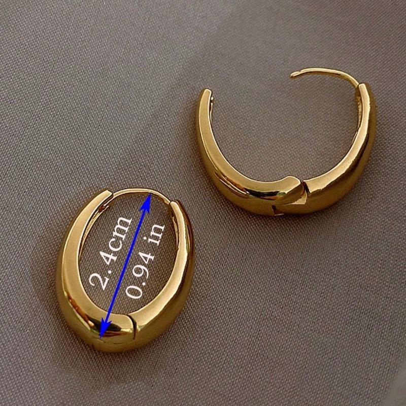 1pair Simple TearDrop Hoop Earrings, Chunky Gold Tone Water Droplet Earrings, U-Shaped Earrings, Oval Hoop Earrings Perfect Gift for Her