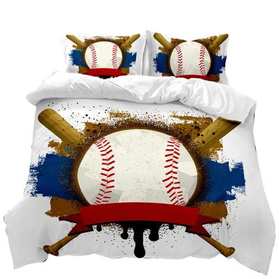 Baseball Duvet Cover Set Baseball Bat Bedding Set for Kids Teens 3D Baseball Sports Double Queen King Size Polyester Qulit Cover