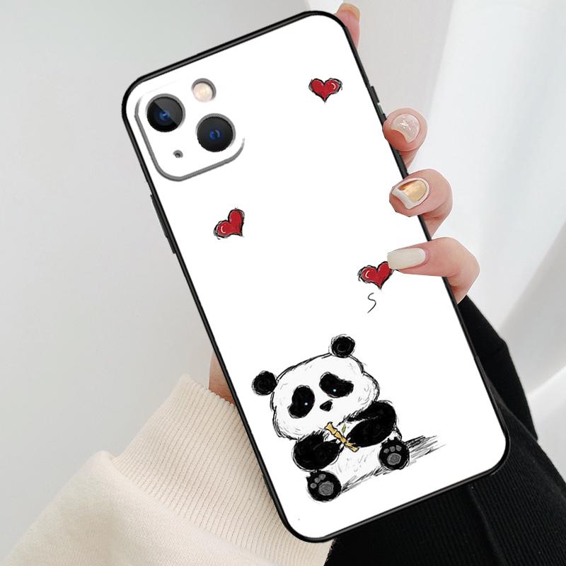 Cartoon Panda Phone Case For iPhone 17 Pro Max 15 14 13 11 12 16 Pro Max mini 15 16 Plus 16e 17 Air Cover