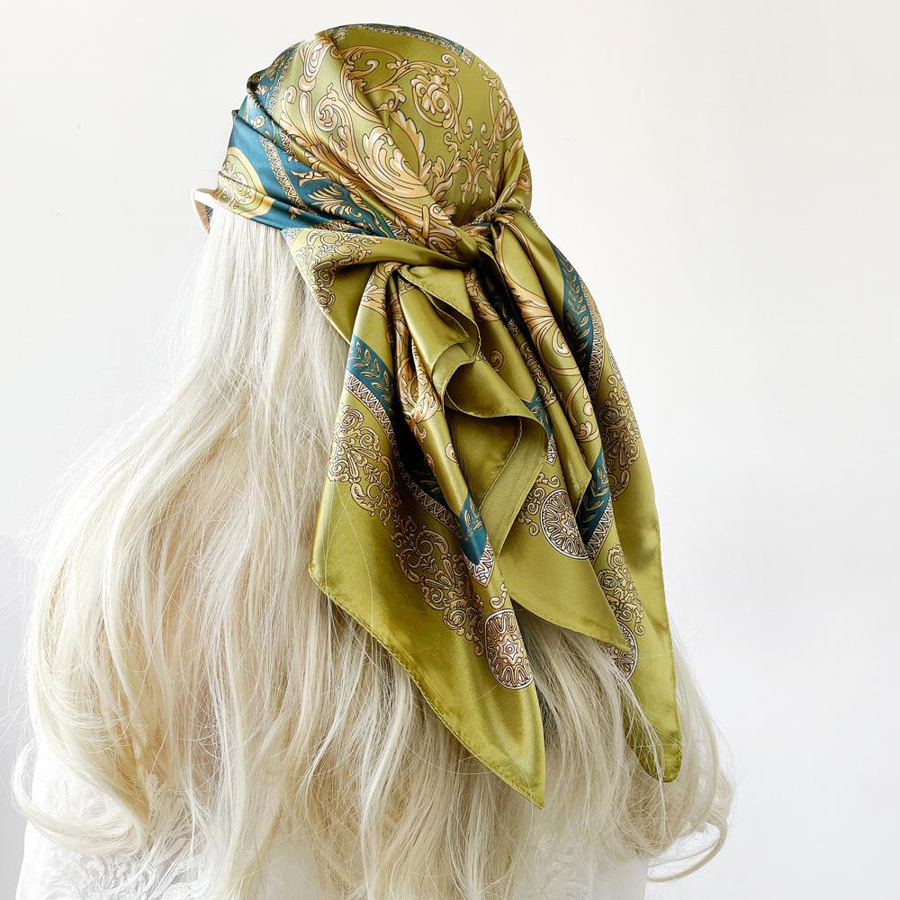 Women's Court-Style Large Scarf: A Fashionable and Versatile Satin Scarf for Wrapping the Head or Wearing As a Wrap