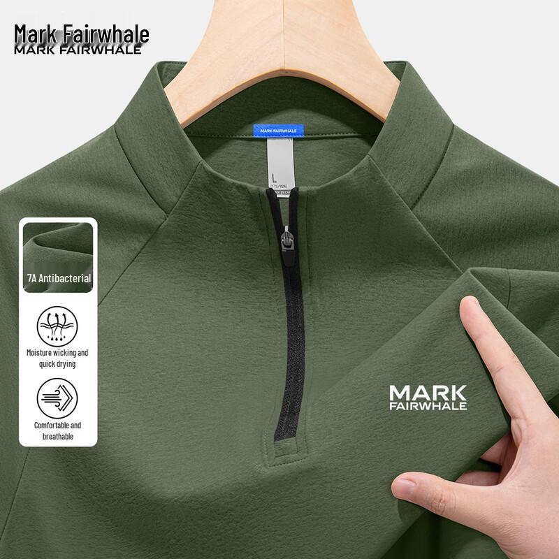 Mark Fairwhale Men s Quick Dry 7A Anti-bacterial Half-zip Long Sleeve T-shirt L