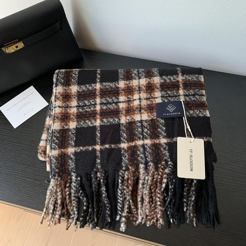 Retro Red Plaid Women Men Scarf Winter Preppy Style Warm Scarve Pashmina Tassel Mujer Female Foulard Bufanda Wrap Shawls Unisex