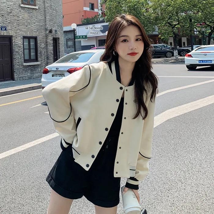 2023 Vintage Print Short Baseball Jacket for Early Spring - Small Size M