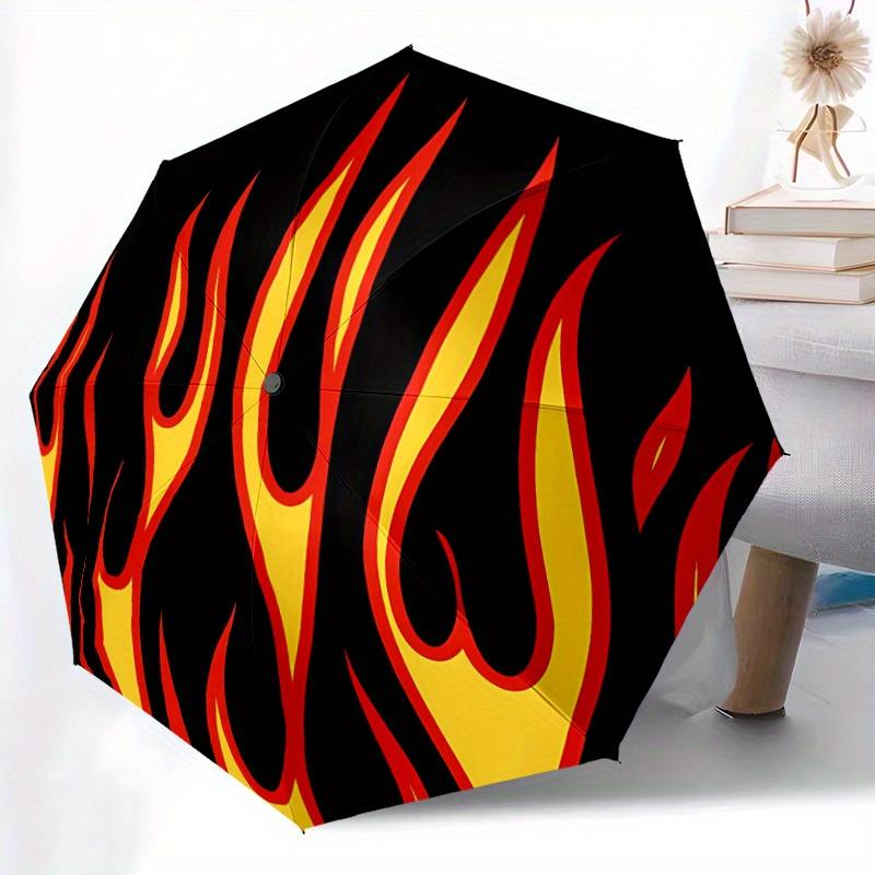 1pc Flame Design Automatic Open/Close Umbrella, Portable Folding Umbrella for Travel,suitable As a Gift for Various Festivals