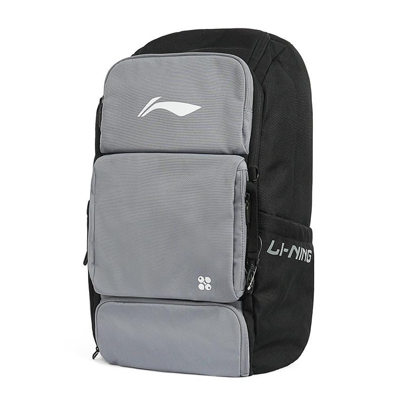 Li Ning Polyester Backpack Regular Unisex Black & Shadow Gray ABSV255-1