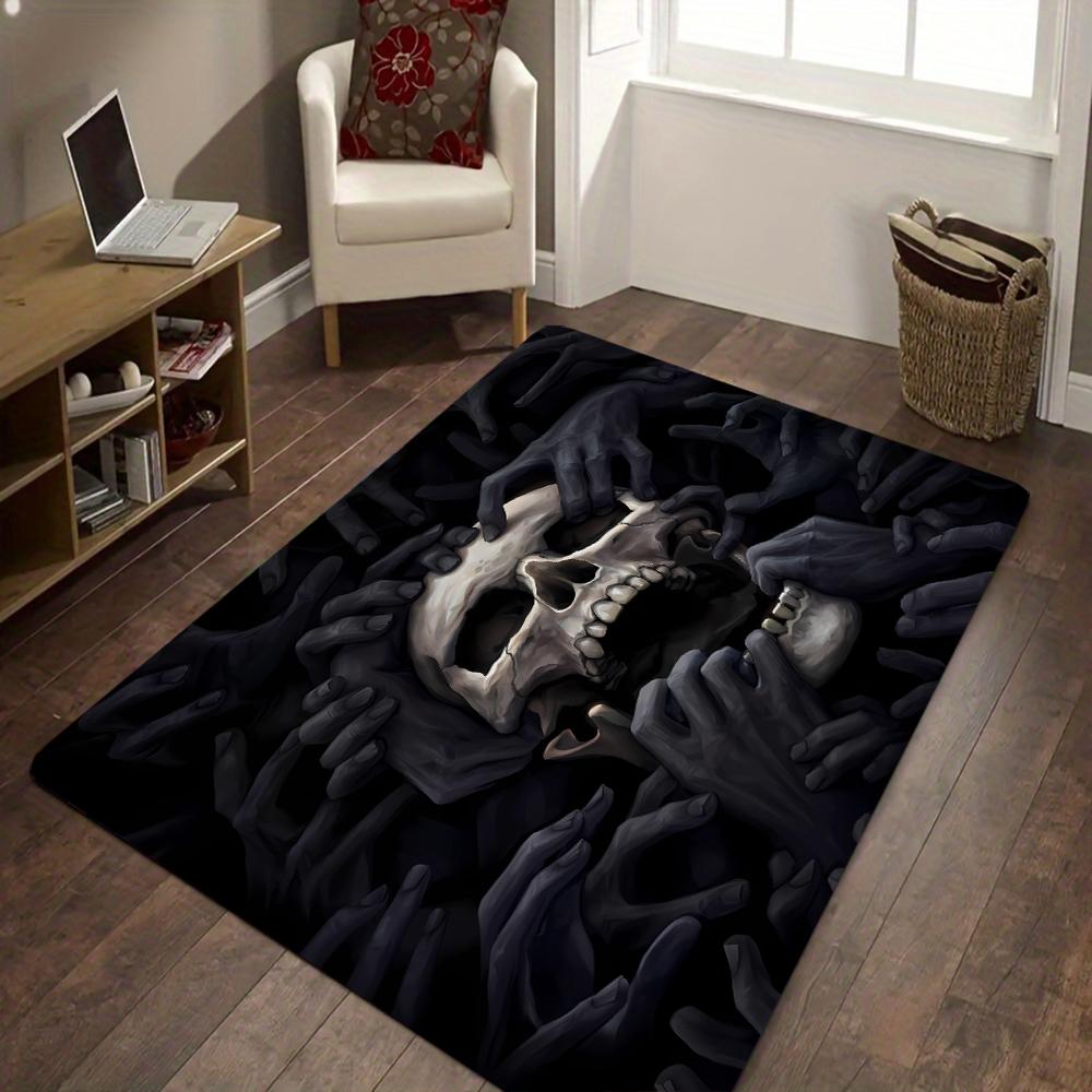 Teppiche mit 3D-Totenkopf-Print für die Wohnzimmerdekoration, Heimsofa, große Flächenteppiche, Schlafzimmer, rutschfeste, waschbare Bodenmatte für Couchtische