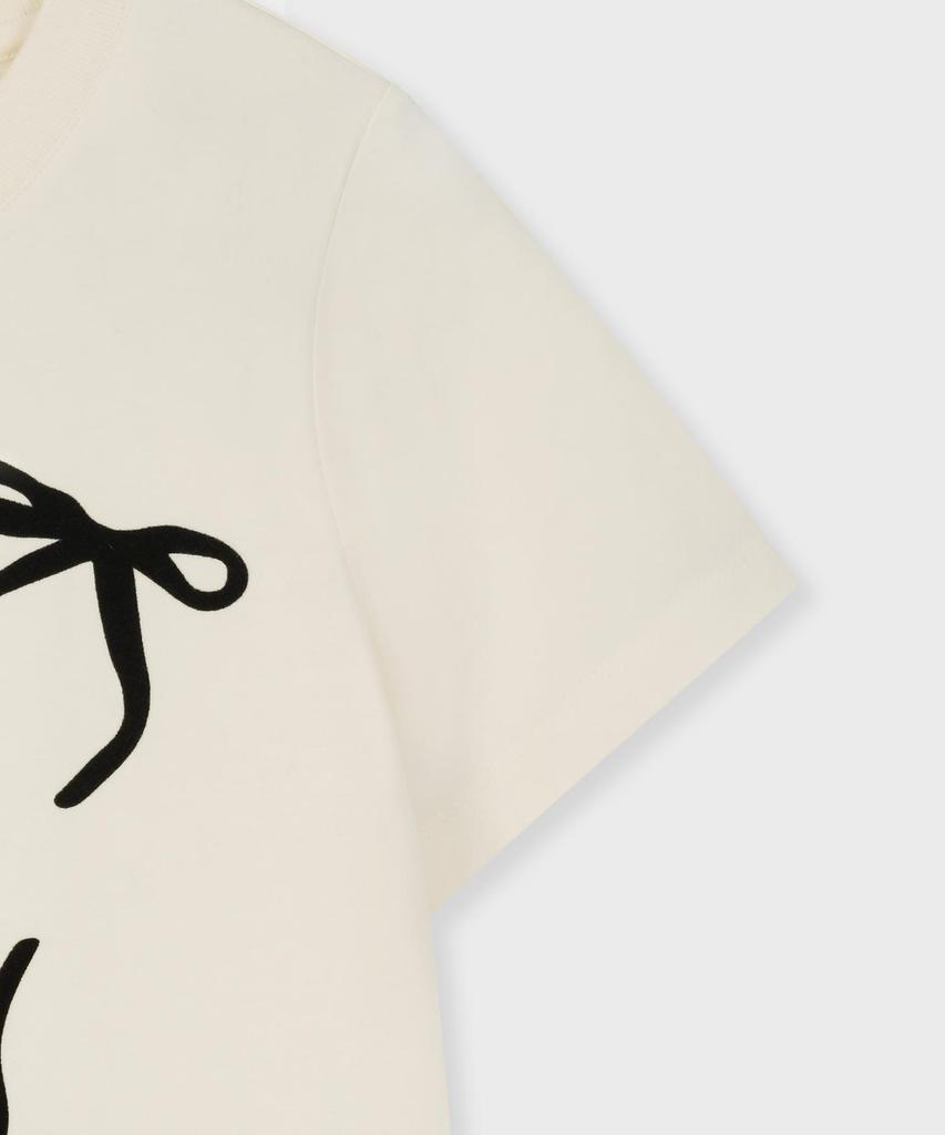 FALLETT Flowing Ribbon Crop Short Sleeve Tee Ivory