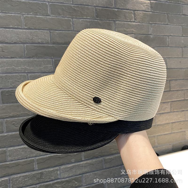 Casual Wind Curling Big Brim Cap Women's Fine Grass Woven Breathable Sunshade Sunscreen Hat Korean Version Beach Hat