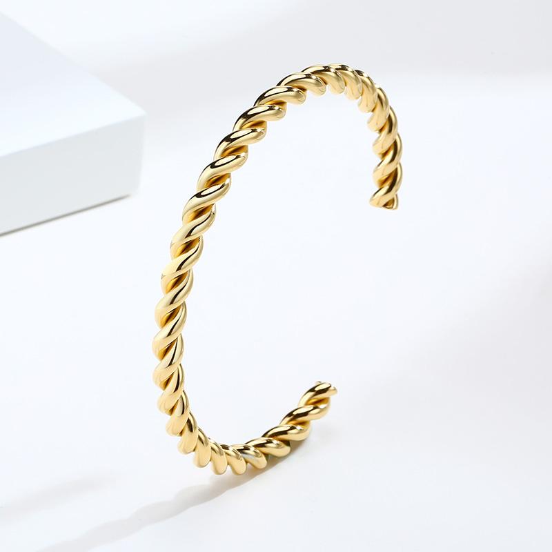 Twisted Bangle Open Cuff Bracelet 100% Stainless Steel Rope Twisted Bracelet Women Jewelry Minimalist Style