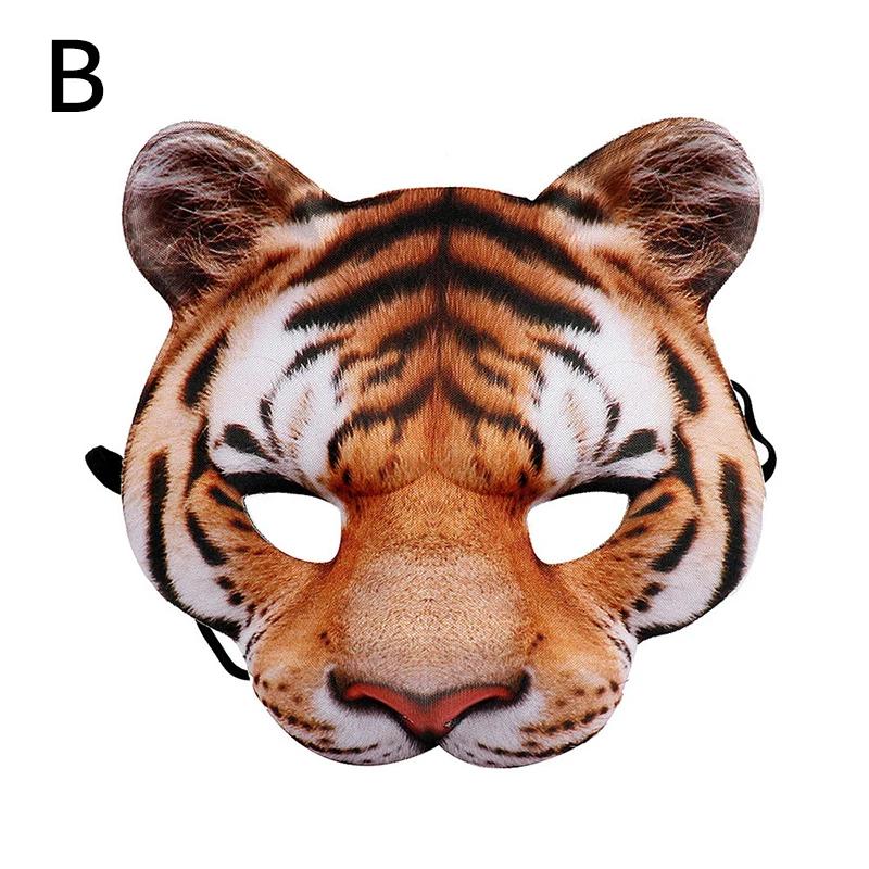 3D Animal Mask Halloween Masquerade Ball Masks Tiger Pig Half Face Mask Party Carnival Fancy Dress Costume Props