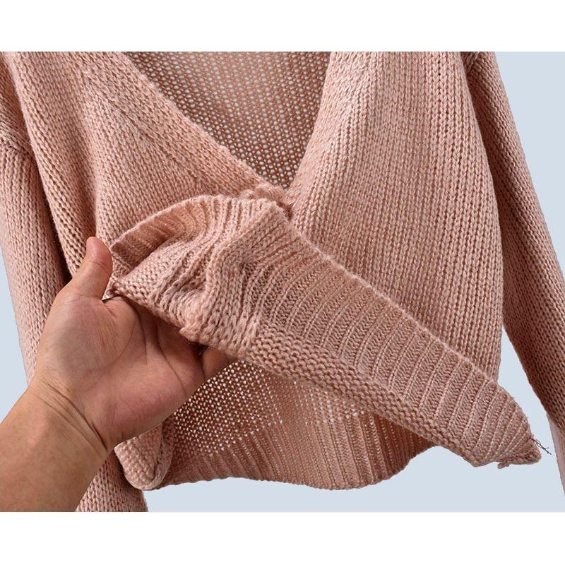 Gentle Stylish Woven Flower Pearl Buckle Knitting Sweater Cardigan Coat Loose Short Long Sleeve Autumn Women