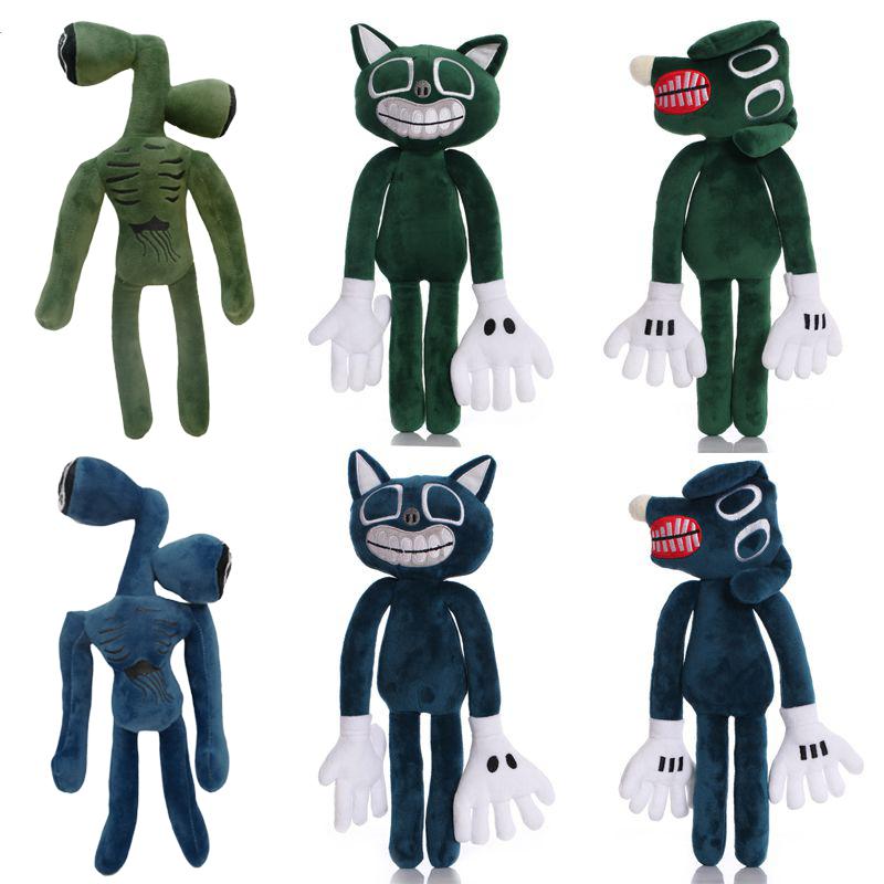 Siren Head Cat Dog Green Plush Toy Crooked Neck Horror Character Stuffed Doll