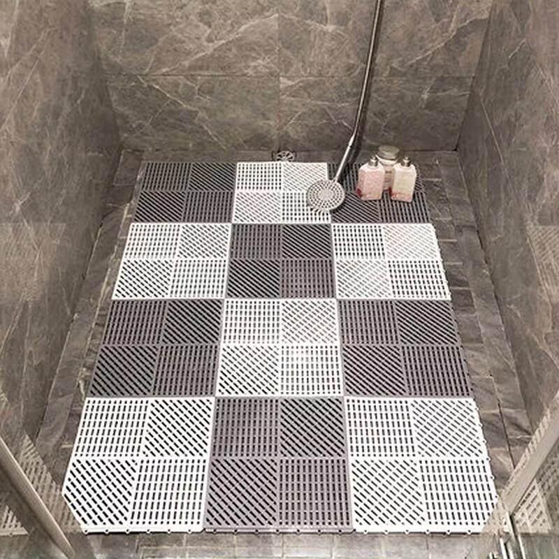 Ivory White Straight Grain Non-Slip Shower Mat (10-Pack)