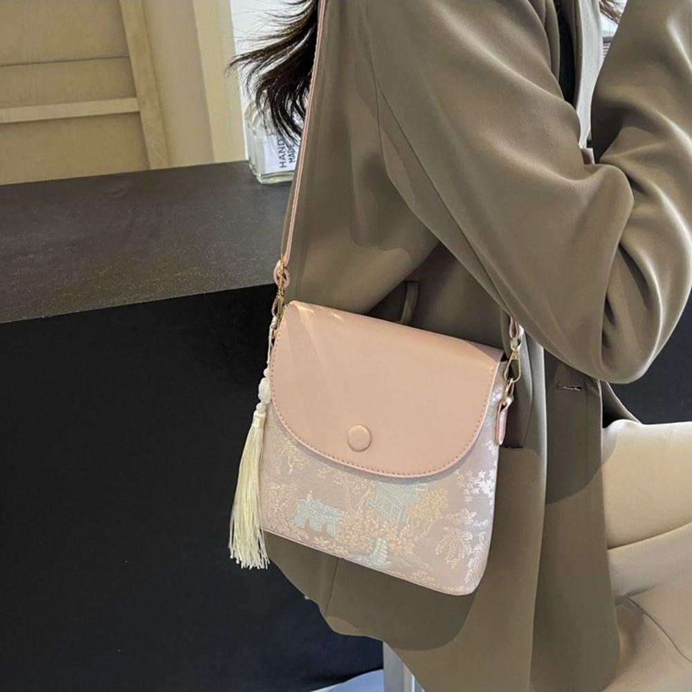 Versatile Chinese Style Crossbody Bag PU Leather Cheongsam Bag Embroidered Purses  Shopping