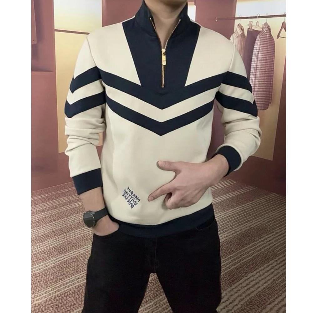 

Autumn European Style Men s Long Sleeve Lapel Polo Hoodie 2025 - Trendy Light Luxury Fake Two-Piece Design L (110-130 lbs)
