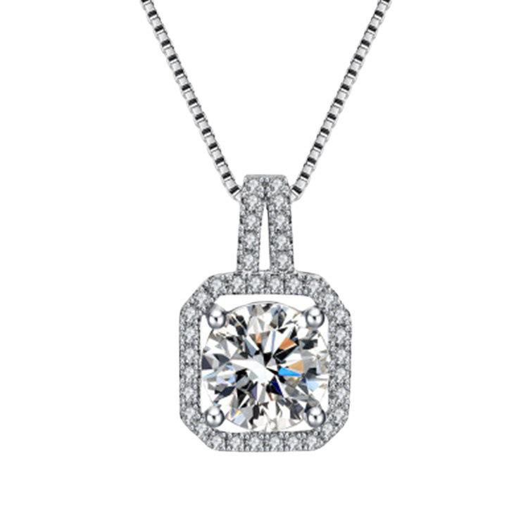 Collier Pendentif Carré Zircon Style Coréen - Chaîne Courte Clavicule pour Femme, Cadeau pour Petite Amie