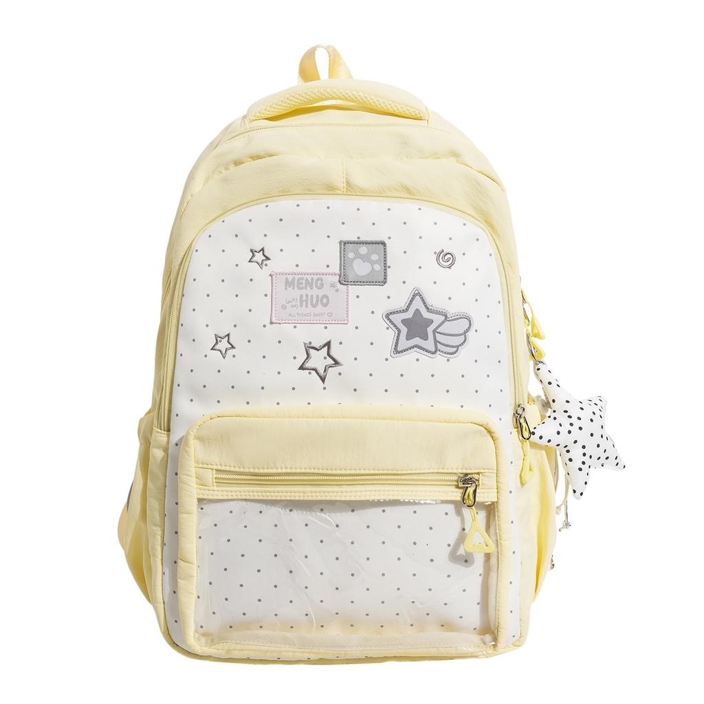 Schoolbag star polka dot backpack bag female niche design transparent bar millet pain bag large capacity casual student schoolbag