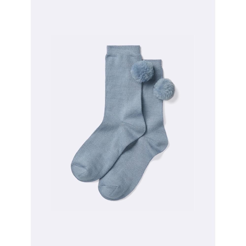 GU by Uniqlo Style Heat Crew Socks  Pom Pom 
