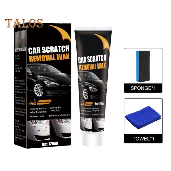 Crème de réparation des rayures de voiture 120 ml, cire de polissage pour réparation des rayures de peinture automobile, remplissage des rayures profondes pour véhicules, kit de suppression des rayures de voiture avec éponge et