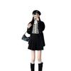 American Retro Plus Size High-Waist Wool Pleated Skirt for Women